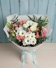 Букет цветов из:  Розы, Лизиантусы и Хризантемы в Ольгинской Краснодарского края