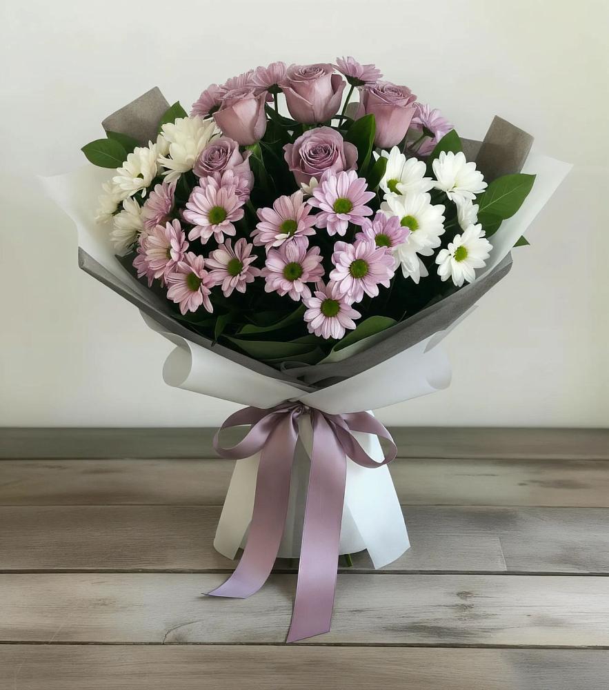 Букет цветов из: Хризантемы и Розы в Ольгинской Краснодарского края