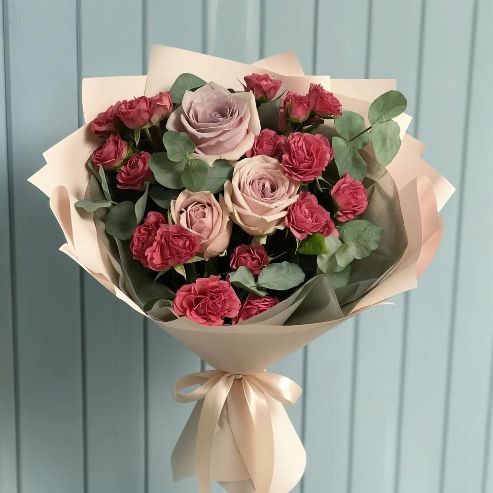 Букет цветов из: Гвоздики и Розы в Ольгинской Краснодарского края