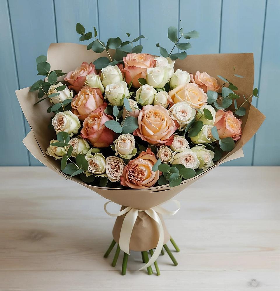 Букет цветов из: Альстромерии и Розы в Ольгинской Краснодарского края