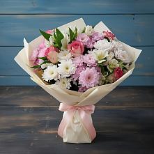 Букет цветов из:  Хризантемы, Альстромерии и Розы в Ольгинской Краснодарского края