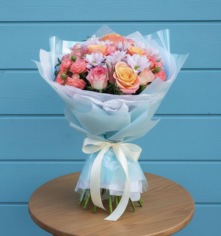 Букет цветов из: Хризантемы и Розы в Ольгинской Краснодарского края