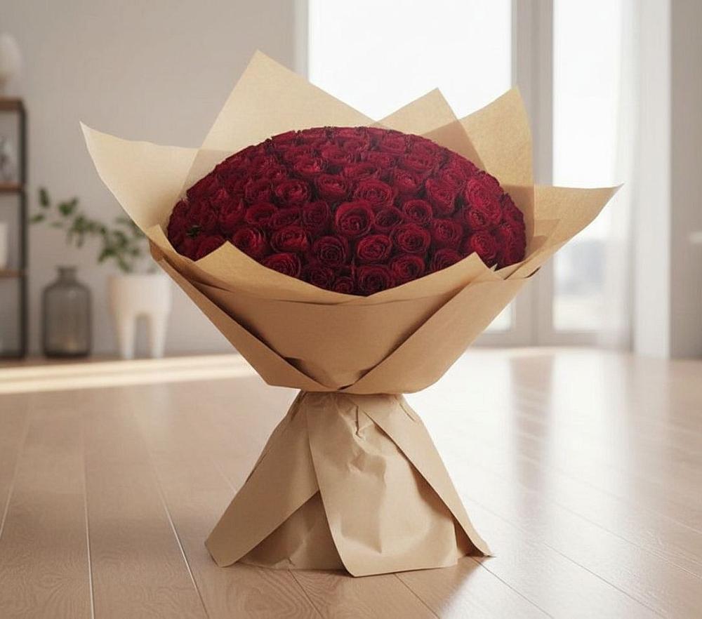 Букет 101 Красная роза в Ольгинской Краснодарского края
