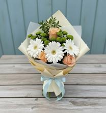 Букет цветов из:  Герберы, Розы и Хризантемы в Ольгинской Краснодарского края