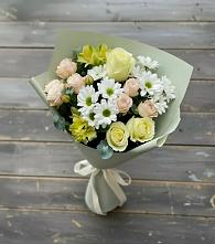 Букет цветов из:  Альстромерии, Розы и Хризантемы в Ольгинской Краснодарского края