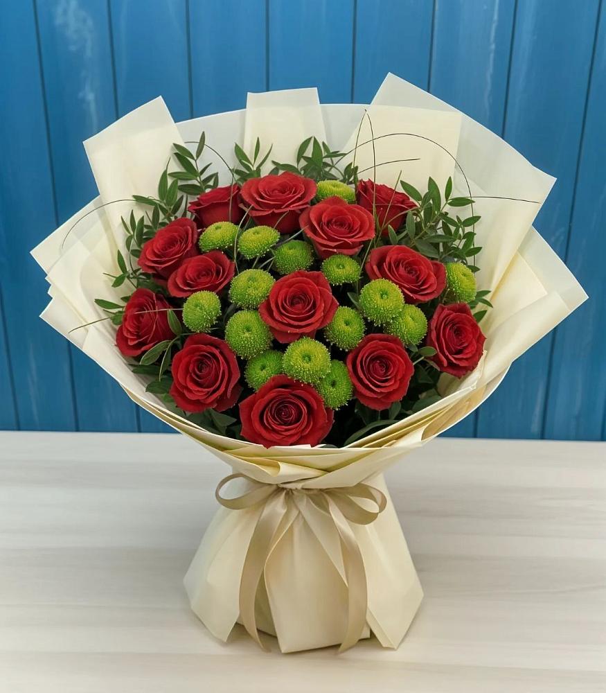 Букет цветов из: Розы и Хризантемы в Ольгинской Краснодарского края